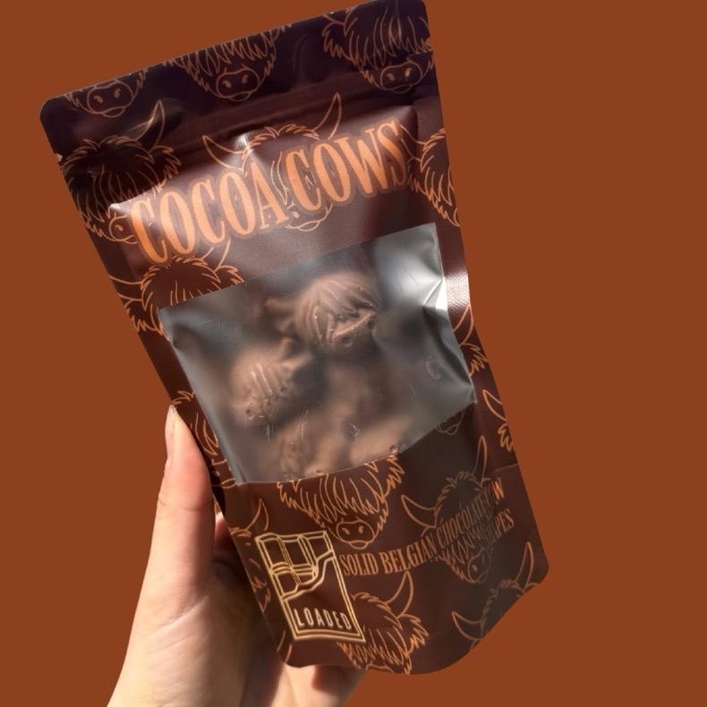 Belgian Milk Chocolate Cow Shapes 33.6% Cocoa 200g - Unique Highland Cow Design for Chocolate Lovers & Perfect Snack Bonbon