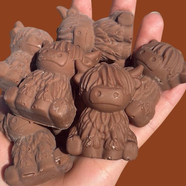 Belgian Milk Chocolate Cow Shapes 33.6% Cocoa 200g - Unique Highland Cow Design for Chocolate Lovers & Perfect Snack Bonbon