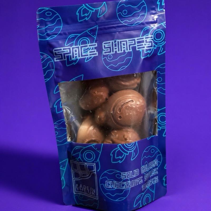 33.6% Belgian Chocolate Space Shapes 200g - Unique Space-Themed Chocolate Treats in a 200g Pack